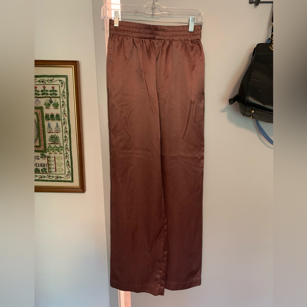 J Brand Brown Silk Blend Wide Leg Pants
